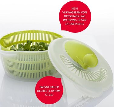 Westmark Salad Spinner, 5 л, ø 26 см, пластик, без бісфенолу А, Fortuna, прозорий/червоний, 243222E2 (яблучно-зелений, стандартний шейкер)