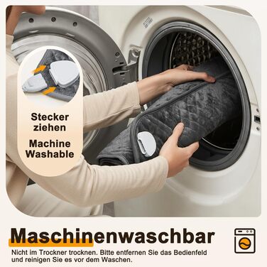 Електричний нагрівальний килимок XXXL (80x60 см) з автовимкненням, 6 температурних режимів, 4 таймери, для спини, плечей, живота, ніг, швидкий нагрів, можна прати в машині
