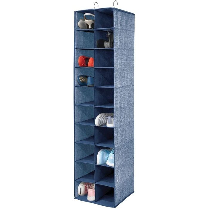 Підвісне сховище mDesign з 20 відділеннями-великий підвісний органайзер для Вішалки для одягу-компактне сховище для взуття та одягу- (темно-синій)