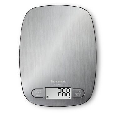 Кухонні ваги Taurus Easy Inox з цифровим дисплеєм, 5 кг, функція тарування, сріблясті, 15x20 см