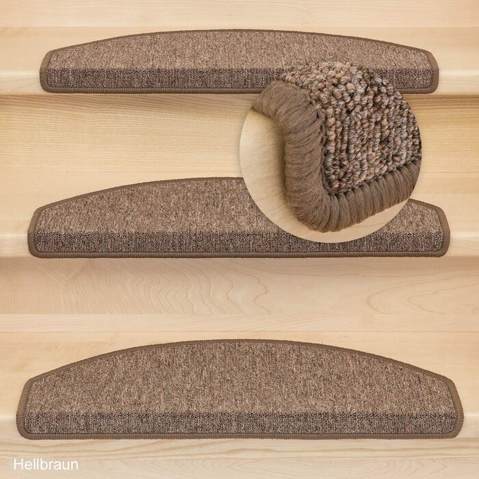 Килимки для сходів Metzker Ariston світло-коричневого кольору напівкруглий комплект з 15 предметів і килимова доріжка