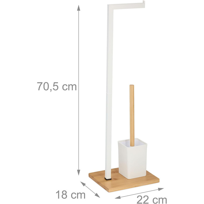 Туалетний набір Relaxdays, тримач для туалетного паперу та йоржик для унітазу з тримачем, нержавіюча сталь і бамбук, білий/натуральний