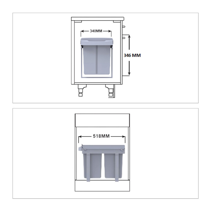 Relaxdays Вбудований контейнер для сміття сірий Deluxe 4x8L