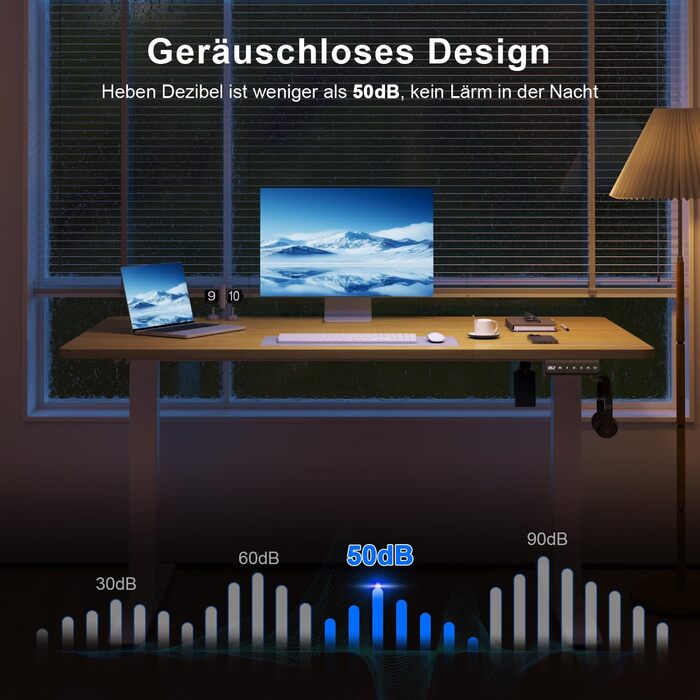 Регульований стіл, електричний, ергономічний, для дому та офісу, білий (150 x 60 см, бежевий)