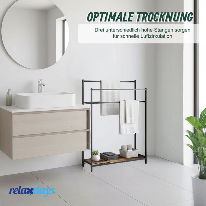 Підставка для рушників індустріального стилю з полицею Relaxdays