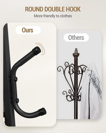 Вішалка для одягу Hzuaneri з великим кошиком для зберігання, 3 полиці, 16 гачків, 182,5 см, коричнево-чорна CR27301B