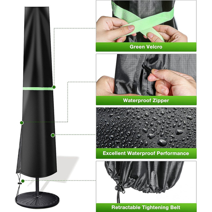 Чохол для парасольки GEMITTO, водонепроникний, для парасольки типу Ampelschirm, 280x30x81/46cm, захист від сонця та вітру, для парасольки 2-4м