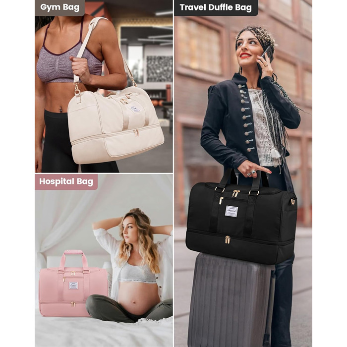 Спортивна сумка LOVEVOOK: дорожня, для вихідних, з відділенням для взуття та мокрих речей, водонепроникна, для пляжу, сауни, ручної поклажі, зелена (M, світло-блакитний)