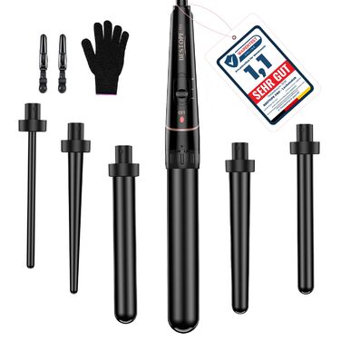 BESTOPE PRO Локкенштаб 6-в-1: великі та малі локони, різні насадки, регулювання температури, чорний