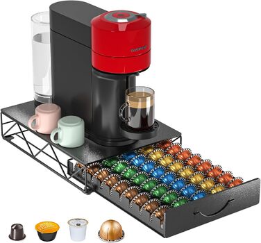 Тримач для капсул Vertuo та Nespresso: органайзер для 90 капсул, металевий, антиковзкий