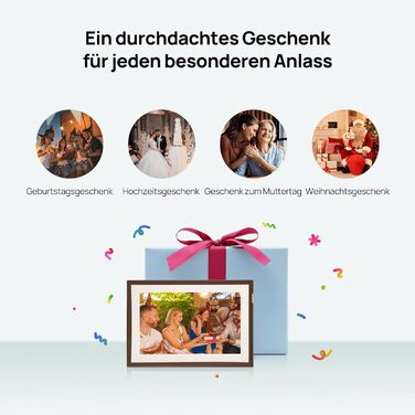 Цифровий фоторамка ARZOPA 15.6 дюймів з безлімітним хмарним сховищем, віддаленою передачею фото та відео, FHD сенсорним екраном. Ідеальний подарунок! Модель D15 (Коричневий)