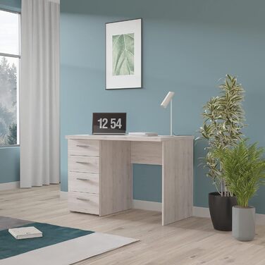 Письмовий стіл FORTE Net 106, 4 шухляди, інженерна деревина, 110x76,5x60 см (60x110x76,5 см, декор дуб пісочний)
