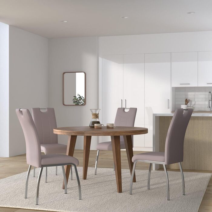 Обідній стілець Hela Tische Andrea, штучна шкіра, хром, 100x43x64 см (набір 2 шт, капучино)