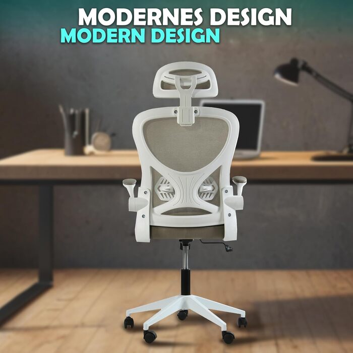 Офісний крісло Sesto Senso Ergo з підтримкою попереку та регульованими підлокітниками. Крісло для керівника з регульованою підголівником (світло-сірий)