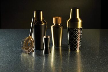 Бар Craft розкішний коктейльний набір з нержавіючої сталі чорного і латунного кольорів подарунковий набір з 3 предметів, 10 x 10 x 19 см