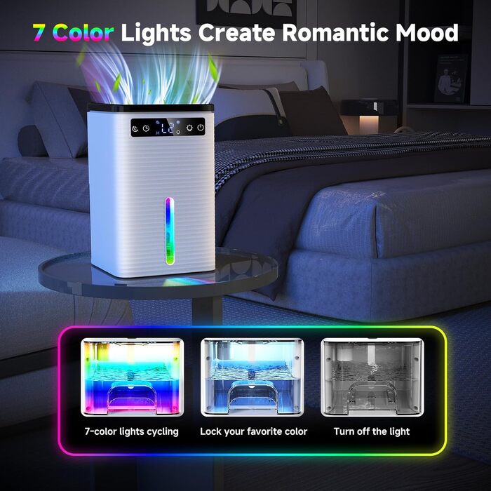 Електричний осушувач повітря 2500 мл з таймером та LED-підсвічуванням для дому