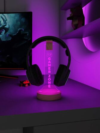 Дерев'яна підставка для гарнітури YuanDian Gamer Zone RGB, 16 кольорів, декор ігрової кімнати, подарунок для геймерів