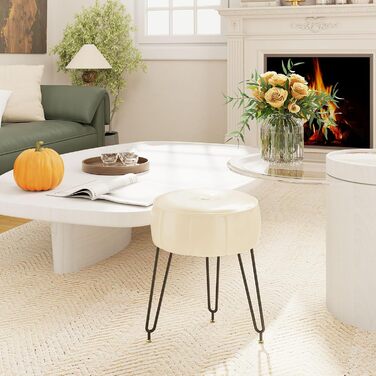 Пуф-табурет для макіяжу YMYNY, стилізування під гарбуз, 32x32x44 см, білий (HBD036W)