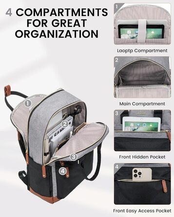 Жіночий рюкзак LOVEVOOK: водонепроникний, для ноутбука 15.6