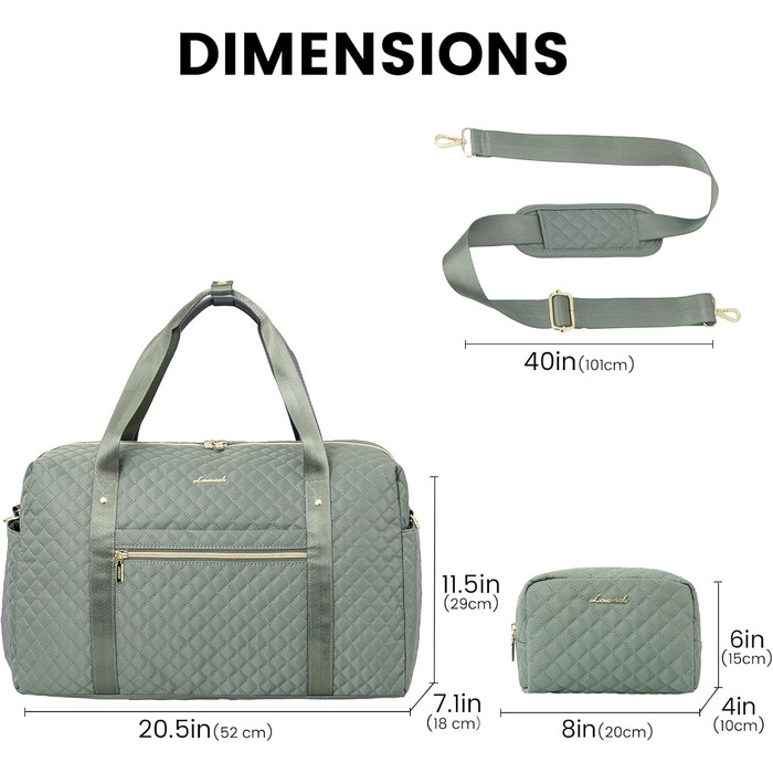 Спортивна сумка LOVEVOOK для жінок з відділенням для ноутбука, 35L, сіро-зелений колір