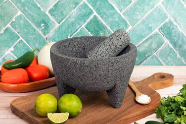 Молот для спецій Molcajete 15,2 см, ручної роботи з вулканічного каменю, мексиканський, для приготування соусів, гуакамоле та спецій