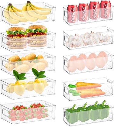 Набір Nuangoo з 10 холодильників і органайзерів для кухонних шаф, без бісфенолу А, 2 розміри