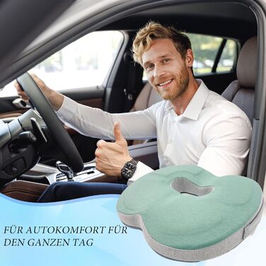 Ортопедична антидекубітативна подушка-кіль (донат) від гемороїду, простатиту та болю в копчику та спині, ергономічна сидіння для дому та офісу (Зелена)