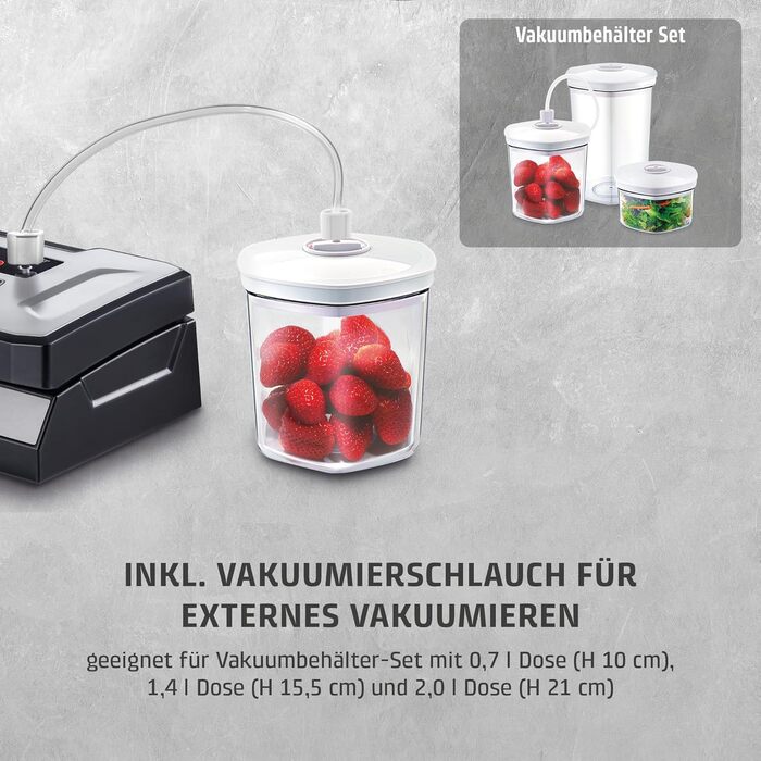 Вакууматор Caso HC170 для продуктів з регулюванням часу запаяння, потужний насос 9 л/хв та набором пакетів 20x30см