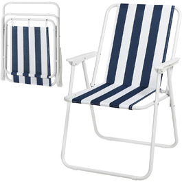 Крісло для кемпінгу WOLTU складне, розкладне крісло запальничка для вулиці, рибальське крісло з підлокітниками, пляжне крісло Складаний табурет для кемпінгу Тераса пляжного саду, CPS8151sz (білийсиній)