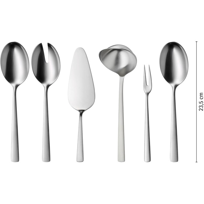 Набір столових приборів WMF Corvo на 6 осіб (66 предметів), нержавіюча сталь Cromargan protect, матова поверхня, стійкий до подряпин, придатний для миття в посудомийній машині