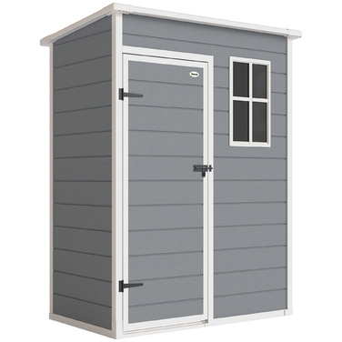 Сарай для інструментів Outsunny з пластику, 1,14 м², 151 x 92 x 193 см, з похилим дахом, підлогою та вікном, сірого кольору