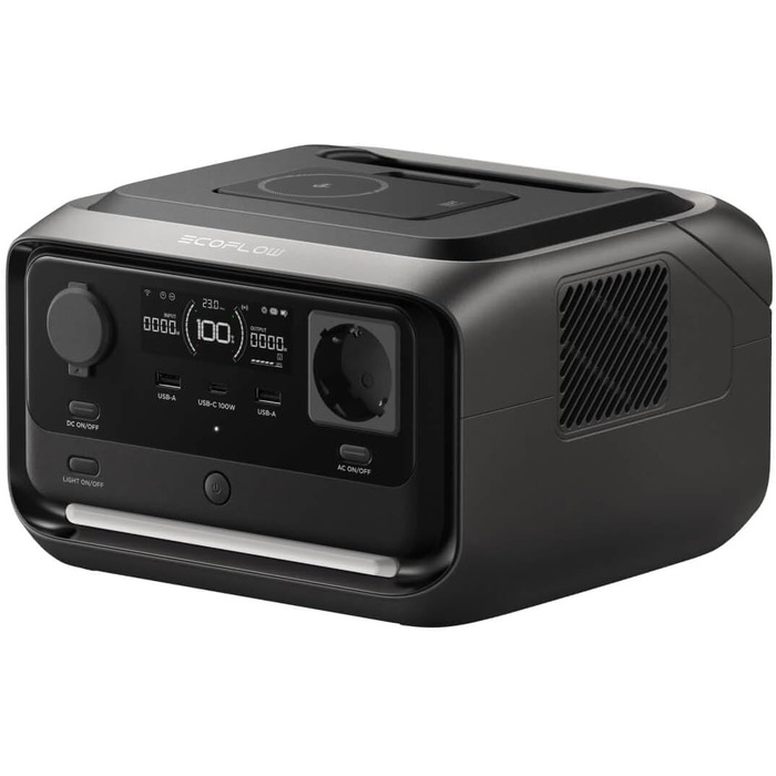 Портативна електростанція EcoFlow RIVER 3 Plus, ємність 286 Wh, номінальна потужність 600 W, пікова потужність 1200 W