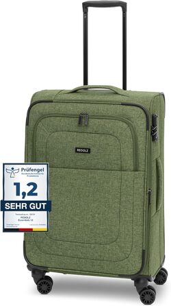 Чохол REDOLZ MEDIUM Soft Shell 67 см Легкий візок з 4 колесами та замком TSA, розширюваний, оливковий