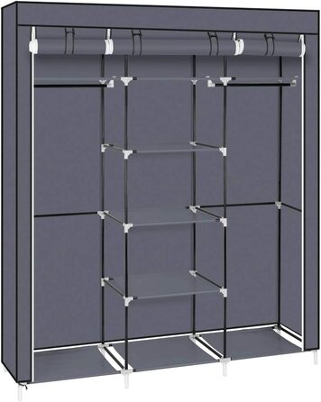 Шафа-купе Шафа для зберігання в спальні Гардеробна кімната Гардеробна тканина Портативна шафа для спальні для дорослих сірий 5 шарів 6 кубічний стиль 10