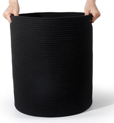 Кошик для білизни 32L з бавовни з ручками, плетений кошик для зберігання, коричневий (чорний)