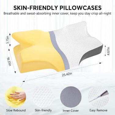 Ортопедична подушка для шиї Anvo з memory foam для зняття болю, синього кольору, жорстка