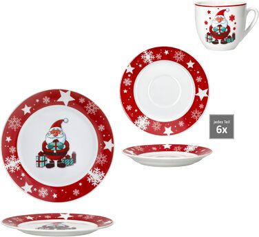 MamboCat Новорічний кавовий сервіз на 6 осіб з порцеляни (18 предметів) | Кавовий набір для святкування Різдва та Миколая