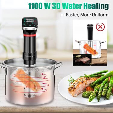 Су-від кухонний прилад TEEUCNY 1100W: точний контроль температури, LCD дисплей, нержавіюча сталь