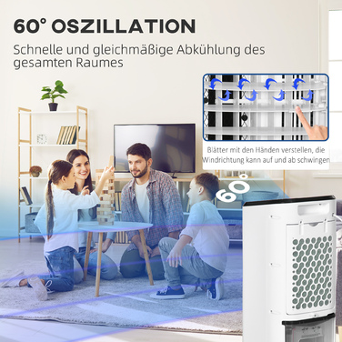 Кліматичний пристрій Min-Klima: Кондиціонер для дому, 3 режими роботи, таймер, розміри 24,5 x 27 x 60 см, колір: кремово-білий + чорний