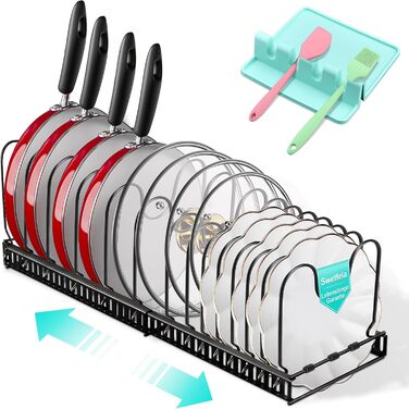 Тримач для кришки та ложки для каструлі, 14 відділень, розширюється, органайзер для кухні, сковорідок і тарілок