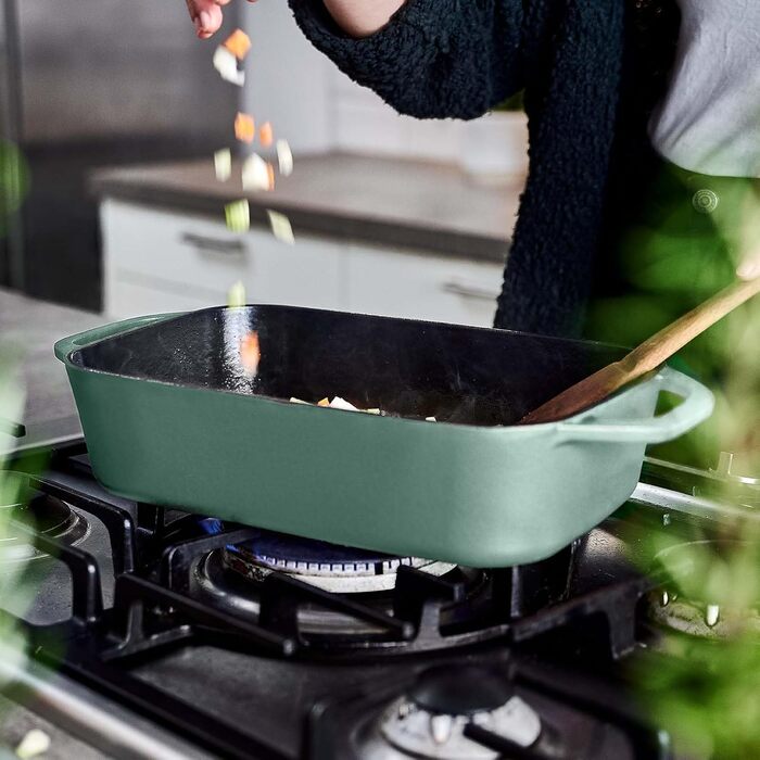 Форма для випічки Springlane з чавуну з кришкою 3L, емальована форма для хліба, паштетів та запіканок, міцна чавунна сковорода 33,5 x 13 см, м'ятного кольору (чавун, форма для запікання м'ятна)