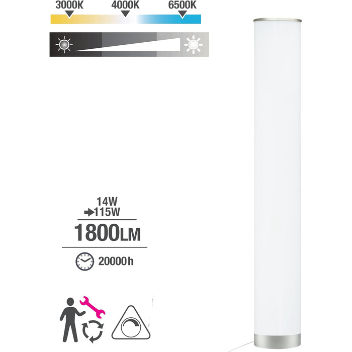 Торшер INSPIRE LED KLEMENS, H.110 см, 1800 Lm, з регулюванням яскравості, 14 Вт, інфрачервоний пульт дистанційного керування