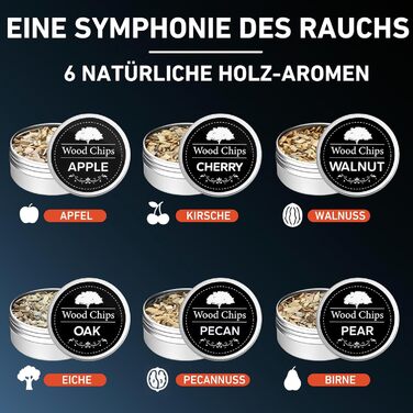Електричний набір для копчення віскі з 6 дерев'яними чіпсами, перезаряджуваний, з вбудованим запальничкою, без бутану, ідея подарунка для чоловіків, батька, чоловіка або друга, з LED-підсвічуванням (блакитний)