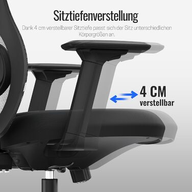 Яаса Крісло Plus: Ергономічне офісне крісло з підголівником, 2D-підтримкою попереку та 4D-підлокітниками. Тест-переможець 2026. Для дому та офісу, універсальні колеса (до 150 кг), чорний колір