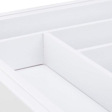 Висувний ящик для столових приладів Relaxdays змінної ширини, від 5 до 7 відділень, бамбуковий органайзер, HBT 5X48X33, 5 см, білий