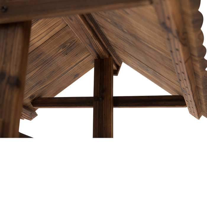 Ексклюзивний фонтан для саду, декоративний фонтан, каскадний фонтан, регульований водоспад, виготовлений з масивного дерева, колір - коричневий, розміри: 68 x 57 x 118 см