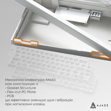 Дротова механічна клавіатура Ajazz AK650 Day Dream switches Gradient Black Grey (AK650-DD-BG)