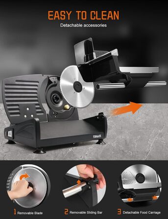 Електричний слайсер 200W з нержавіючої сталі - кухонна машина з регулюванням 0-15 мм, 2 леза, для м'яса, ковбаси, сиру та хліба