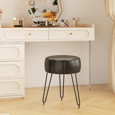 Чорний пуф-стілець для макіяжу в стилі гарбуза, 32x32x44 см (HBD036W)