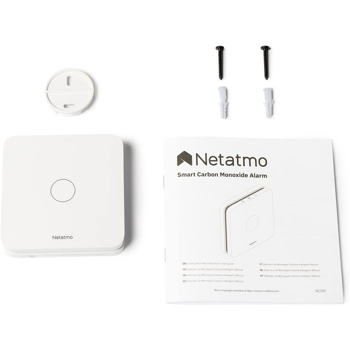 Netatmo детектор монооксиду вуглецю Wi-Fi, 10 років служби, 85 дБ, сертифікації EN 50291, NF, NCO-IT, білий